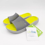 Crocs LITERIDE SLIDE Sandals For Men ORIGINAL CROCS -Grey Yellow