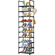 Rak Kasut Kitsure - Penyusun Kasut 10 Tingkat dengan Rak Fabrik Boleh Ditanggalkan & Bingkai Logam, 