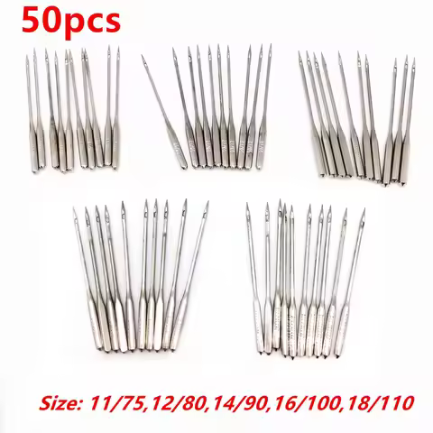 50Pcs Vintage Household Sewing Machine Needles 11/75,12/80,14/90,16/100,18/110 Universal Home Sewing