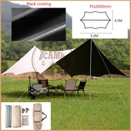 PU2000mm 5.2M Hexagonal Butterfly Tarp Flysheet Black Coating Camping Tent Waterproof Camping Tarp F