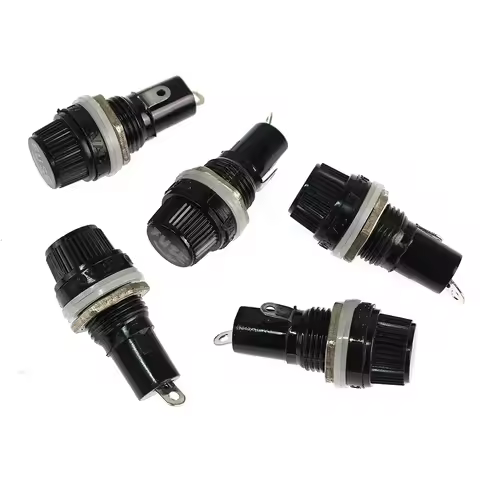 5pcs Black Knob FUSE Fuse Holder Glass Tube 5*20 6*30MM Fuse Holder Fuse Base 5*20mm 6*30mm for Insu