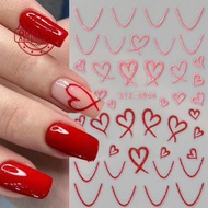 New Valentine's Day Nail Sticker 3d Sweet Red Love Decoration Back Style Bear Adhesive Sticker K2i3