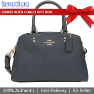 Coach Handbag Crossbody Bag Mini Lillie Leather Satchel Bag Midnight Navy Blue # 91146