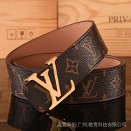 LV men's belt of all matches Casual Jeans soft buckle genuine leather Korean V letter pants trend