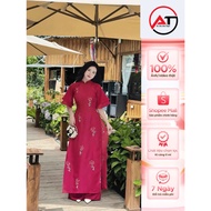 Innovative ao dai, embroidered silk ao dai with 4 colored panels, size S- 3XL