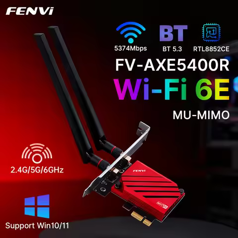 FENVI WiFi 6E RTL8852CE PCIE Adapter BT5.3 Tri Band 2.4G/5G/6Ghz 5400Mbps 802.11AX Gigabit Wireless 