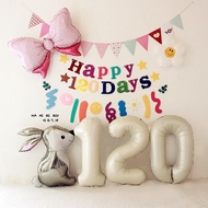 Ins Cute Baby Girl 120 Days Balloon Decoration 4 Months Background Decoration Pull Flag Pull Flower 