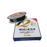 BOSSNA IGUANA 12X ICE BRAIDED FISHING LINE– DARK GREEN 150m/300m