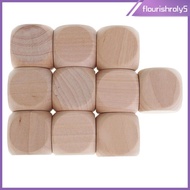 [Flourishroly5] 10PCS Wooden Blank Dice D6 30mm for Kids & Children DIY Decorating Game Toy