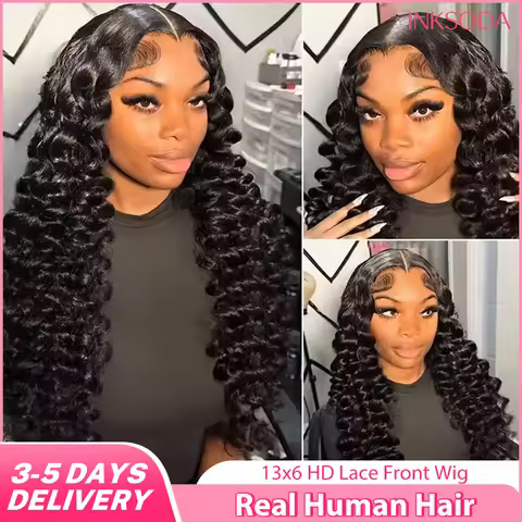 220% Density 40 Inch Loose Wave 13x6 HD Lace Frontal Wig Human Hair Brazilian Loose Deep Waves Curly