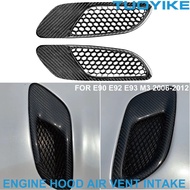 2PCS Real Carbon Fiber Front Engine Hood Air Vent Outlet Intake Scoop Trim Fender Decoration For BMW