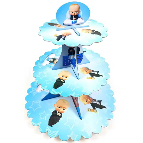 1set/lot Baby Boss Theme Cake Stand Decorations Kids Boys Birthday Events Party Supplies Baby Shower