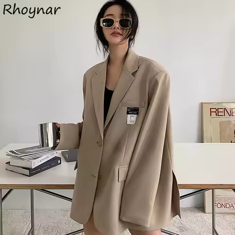 Blazers Women 2021 Spring Autumn Korean Style Elegant Soft Leisure Single Breasted All-match Solid F
