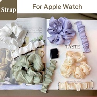 Ladies Pearlescent Large Intestine Ring Strap+Hair Ring Set Design Feeling Feeling Suit for Apple Wa