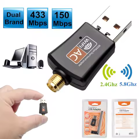 600Mbps Dual Band 5GHz Wireless Lan USB PC WiFi Adapter w/ Antenna 802.11AC