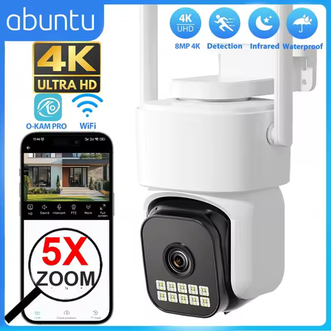 8MP 4K PTZ Wifi Camera 5X Digital Zoom Outdoor Surveillance Camera Human Detection Night Vision HD S