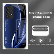 Blue Tempered glass phone Cover Camera Protector  phone Case Business Style Anti Fall Splicing With 