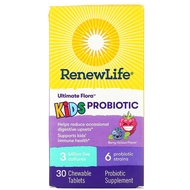 Renew Life, Ultimate Flora, Kids Probiotic, Berry-licious, 3 Billion Live Cultures, 30 Chewable Tabl