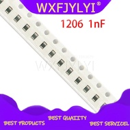 100pcs 1nF X7R Error 10% 50V 1206 102 smd capacitor