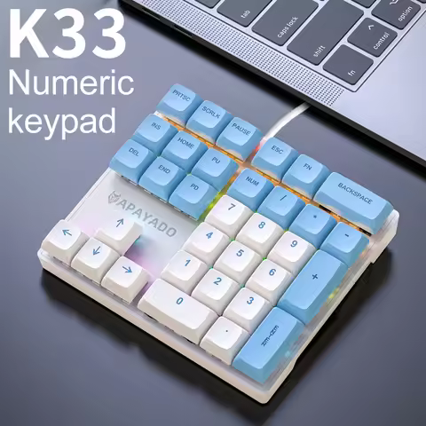 K33 Compact Mechanical Numpad, USB Wired Numeric Keypad for Office, Spreadsheet, Data Input, Compati