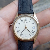 jam tangan Alba roman dial gold japan quartz second bekas original