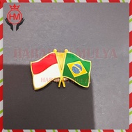 Cross Flag Brazil Indonesian Friendship Flag Pin Brazil Indonesia Pin - HM