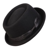 2024 Black Pork Pie Hat Wool Felt Bow Mens Fedora Jazz Cap Church Panama Gangsters Caps Gentlemen Fa