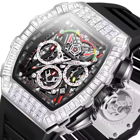 New Luxury Men's Watch ONOLA Unique Fashion Diamond Inlaid Design Automatic Mechanical Waterproof Ta