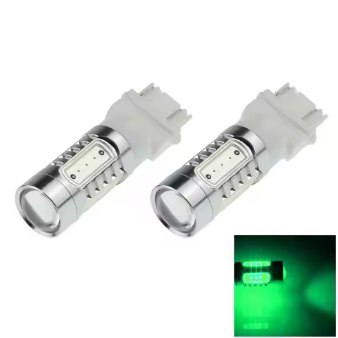 2x Green RV 3157 Brake Blub Tail Lamp 5 Emitters COB SMD LED WU2.5x16q 3357 F007-G
