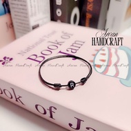 Black Round Initial Bracelet Initial Rope Bracelet/ Flat Round Initial Bracelet/
