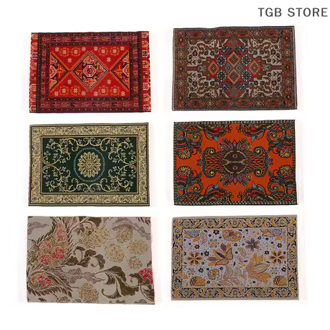 1Pc Mini Handmade Woven Floor Mat Floor Rug Cover Weaving Carpet Model 1:12 Dollhouse Miniature Bedr