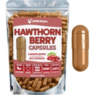 Hawthorn Berry Powder Capsules - 360 Count (6 Month Supply) - Premium Hawthorn Berry Capsules for Ca