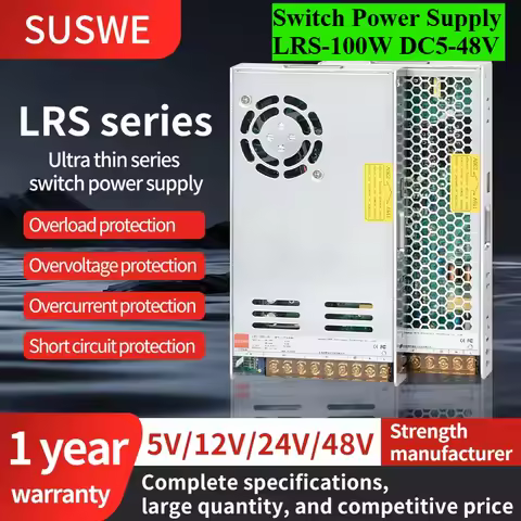 LRS-100W Ultra Thin Pulse Power Supply Series AC to DC 100-240V AC 5V 12V 24V 48VDC 20A 8.3ALighting