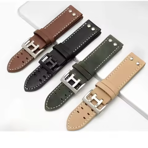 Waterproof Genuine Cowhide Leather Watchbands for Hamilton H760250 Khaki Aviation 20 22mm Lightweigh