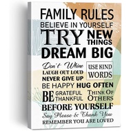 Boho Family Rules Canvas Painting Framed Wall Art Decor For Living Room Bedroom Home Farmhouse Family Quote Canvas Poster Print Sign Decoration Present 115x15 Inches