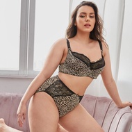 Parifairy Leopard Bra for Woman Plus Size Bra Cup G Big Breast Female Underwear 36G 38G 40G-R194-Set