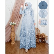 GAMIS BUSUI NADIRA TILE TINGKAT/ FULL BRUKAT/ BAJU SERAGAM KONDANGAN FREE MASKER