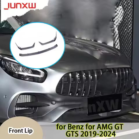 3pcs Carbon Fiber Car Front Bumper Lip Spoiler for Mercedes Benz for AMG GT GTS 2018-2024 FRP Bumper