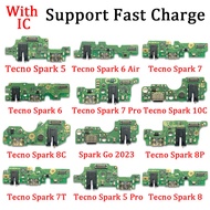 Charger Board PCB Flex For Tecno Pop 4 Spark 5 6 Air 7 Pro 7T 8 8C 8P 8T 10C Go 2023 Zero Pro X6811 