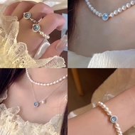 Aquamarine Sky Blue Fresh Necklace Female Fashionable Unique Temperament Elegant S95 Silver-Plated C