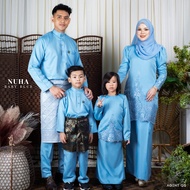 Family Set - BAJU KURUNG NUHA CUTTING MODEN SET MAK ANAK WARNA - BABY BLUE - NAVY BLUE - MAROON