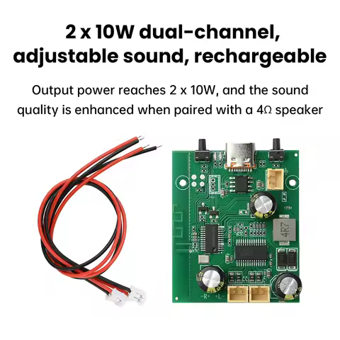 10W+10W 2.0 Channel Digital Stereo Sound Power Amplifier Board TWS 2*10W Bluetooth Module DC5V 3.7V 