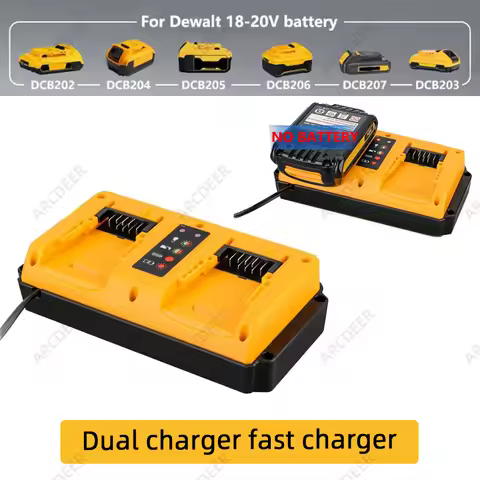 Lithium Battery Dual Ports Charger Fast Portable For Dewalt 18V-20V DCB202 DCB204 DCB205 DCB206 US/E