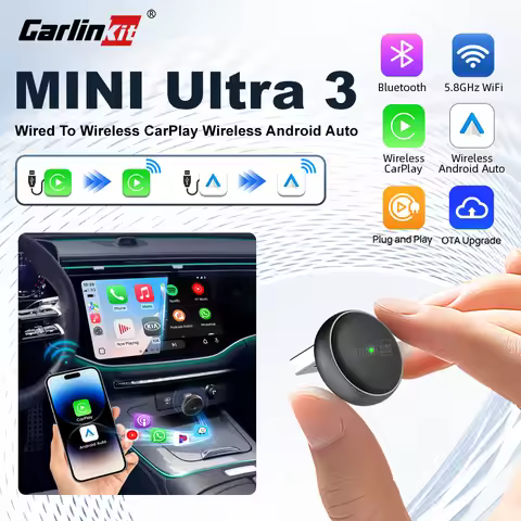 New CarlinKit Mini Ultra3 Wireless CarPlay Adapter Android Auto Wireless Dongle 2-In-1 Wireless Adap