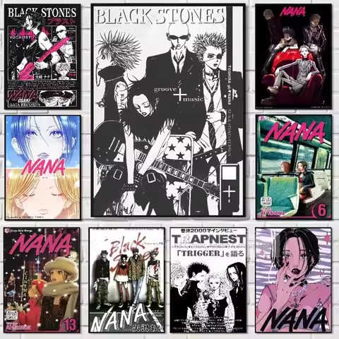 Anime N-NANA Shoujo Manga Poster Wall Art High Quality Print Movie Posters for Living Bedroom Retro 