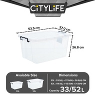 Citylife 33L/52L Transparent Storage Box Stackable Storage Container Box X-604344