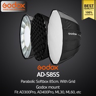 Godox Softbox AD-S85S Silver Parabolic 85cm. With Grid - Godox Mount - For AD300Pro ML30 ML60 ML60II