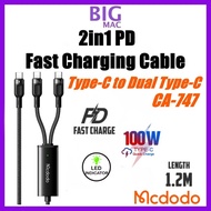 Mcdodo 100W PD 2 in 1 Fast Charge 1.2M Cable CA747 CA-747 Type C To Dual Type C | CA878 CA-878 Type-