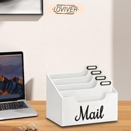 LOVIVER Mail Organizer Desktop File Organizer Paper Folder with Name Tags Rustic Mail