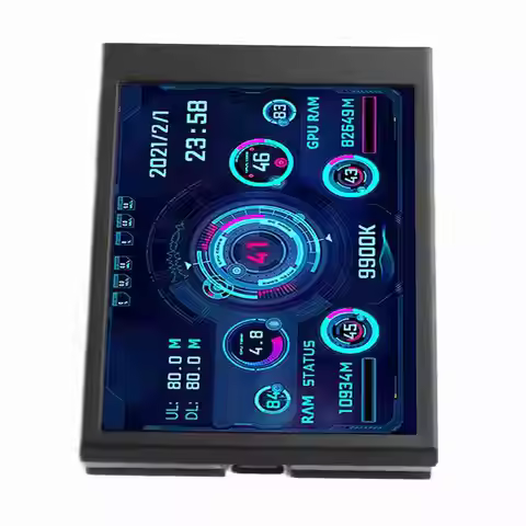 3.5 Inch IPS PC Temp Monitor USB Type C Real Time CPU RAM Data Display for PC Case Mod